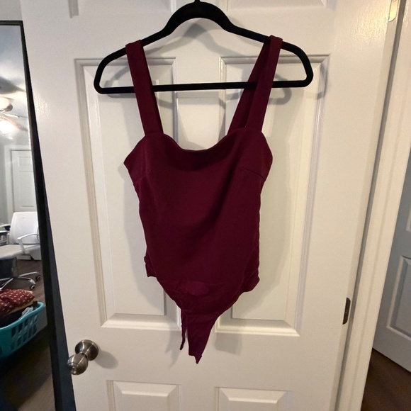 Lulus Basics Symbolize Burgundy Sleeveless Bodysuit Red - Size S - Picture 2 of 3